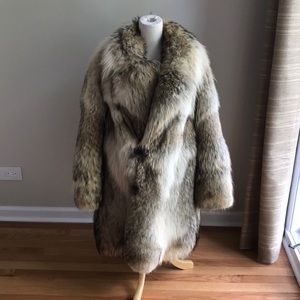 Unisex Vintage Coyote Fur Coat